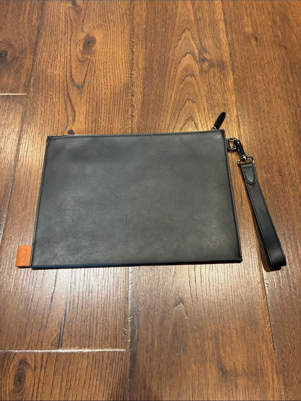 Haworth Leather Laptop Wrist Pouch with Tan Tab